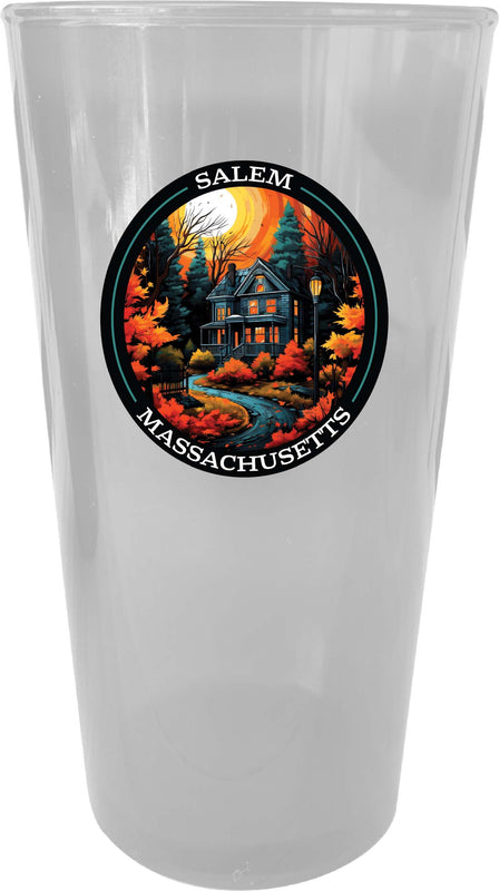 Salem Massachussettes Design B Souvenir Plastic 16 oz pint Clear 4-Pack