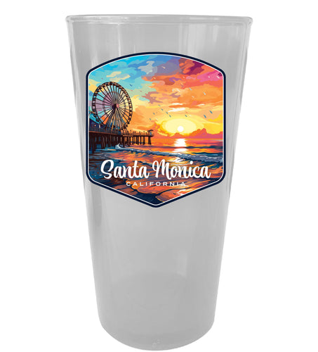 Santa Monica California Design A Souvenir Plastic 16 oz pint Clear Single