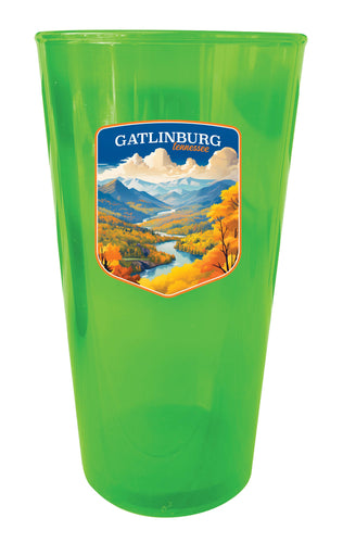 Gatlinburg Tennessee Design D Souvenir Plastic 16 oz pint Green 4-Pack