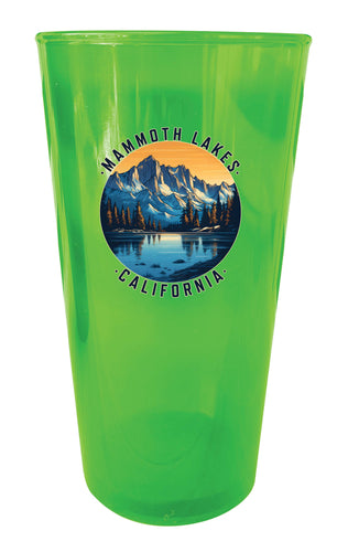 Mammoth Lakes California Design B Souvenir Plastic 16 oz pint Green 2-Pack