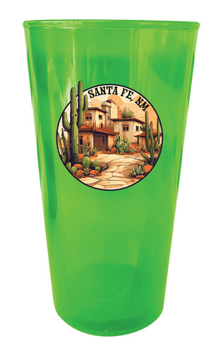 Santa Fe New Mexico Design D Souvenir Plastic 16 oz pint Green 4-Pack