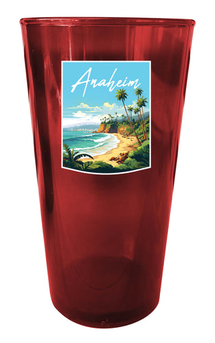 Anaheim California Design B Souvenir Plastic 16 oz pint Red 2-Pack