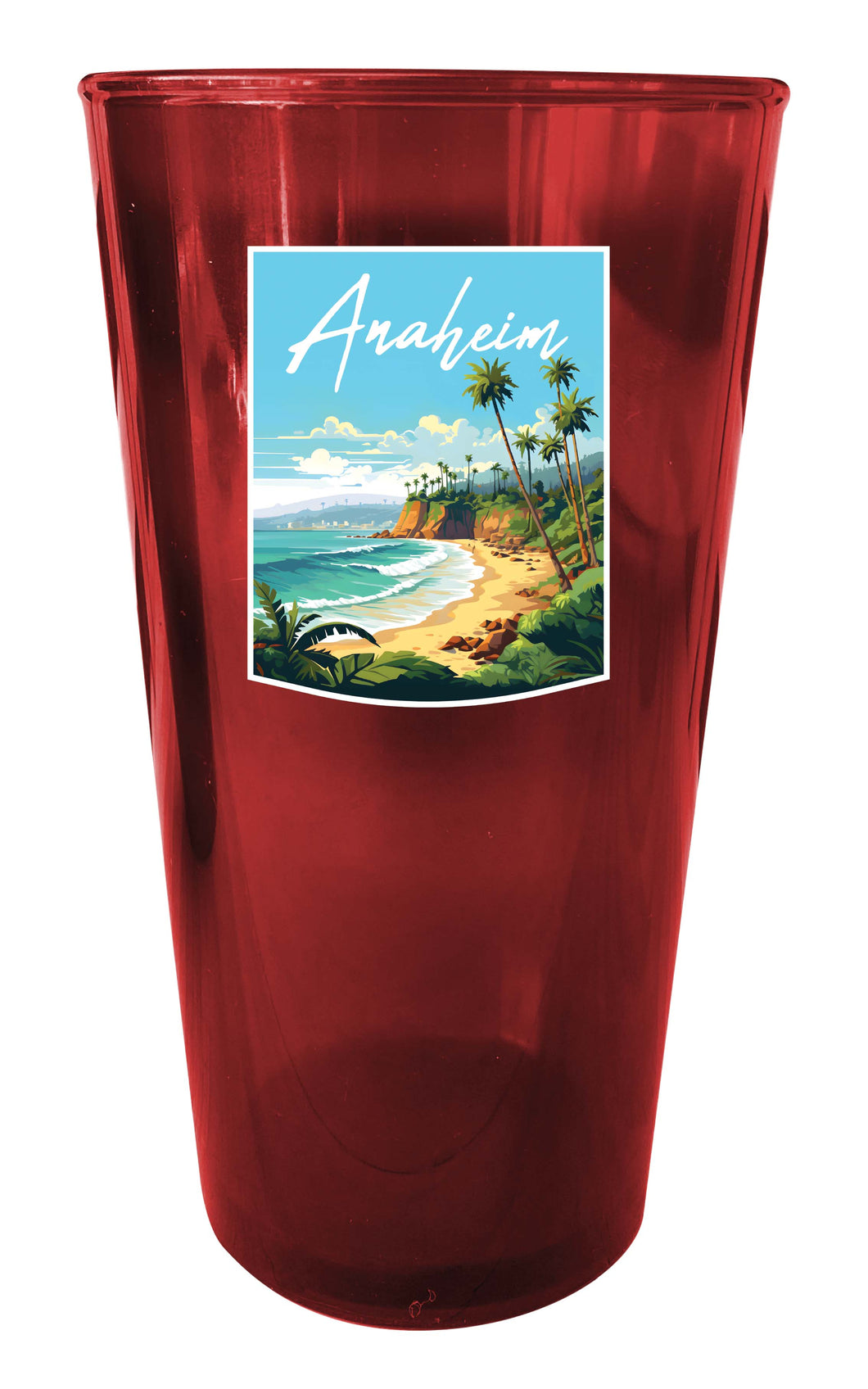 Anaheim California Design B Souvenir Plastic 16 oz pint Red 2-Pack