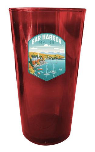 Bar Harbor Maine Design A Souvenir Plastic 16 oz pint Red 4-Pack