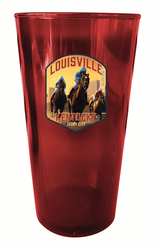 Louisville Kentucky Derby City Design Souvenir Plastic 16 oz pint Red 4-Pack
