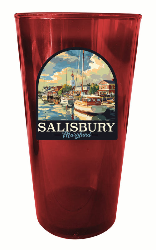 Salisbury Maryland Port of Salisbury Marina Design Souvenir Plastic 16 oz pint Red 2-Pack