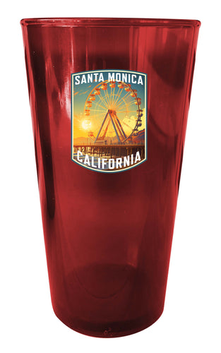 Santa Monica California Design C Souvenir Plastic 16 oz pint Red Single