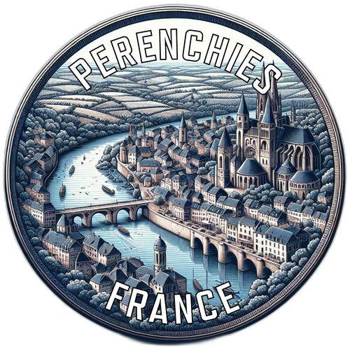 Perenchies France Souvenir Die Cut Flat Magnet 6-Inch