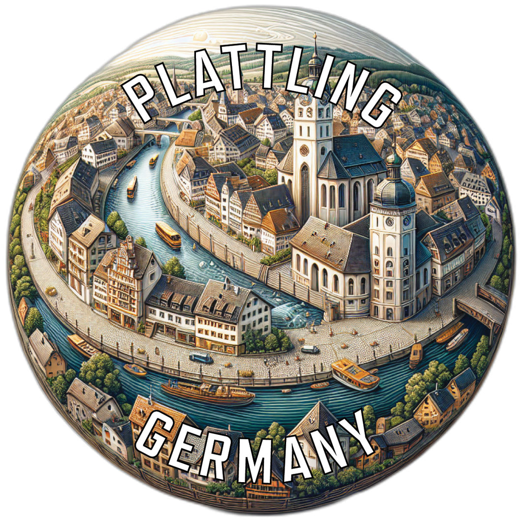 Plattling Germany Souvenir Die Cut Flat Magnet 6-Inch
