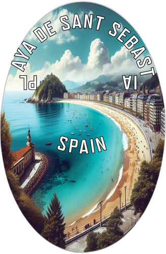 Playa de Sant Sebastia Souvenir Die Cut Flat Magnet 2-Inch