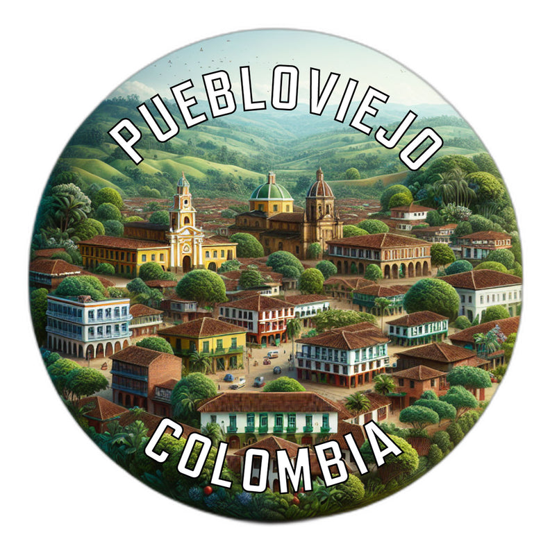 Puebloviejo Colombia Souvenir Die Cut Flat Magnet 6-Inch