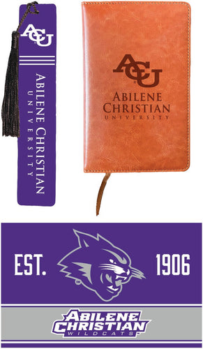 Abilene Christian University Officially Licensed Reader Pack - Wooden Bookmark, Engraved Leather Journal & 5x7 Wood Sign 