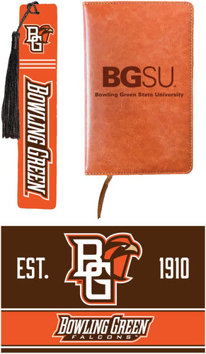 Bowling Green Falcons Officially Licensed Reader Pack - Wooden Bookmark, Engraved Leather Journal & 5x7 Wood Sign 