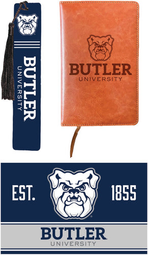 Butler Bulldogs Officially Licensed Reader Pack - Wooden Bookmark, Engraved Leather Journal & 5x7 Wood Sign 