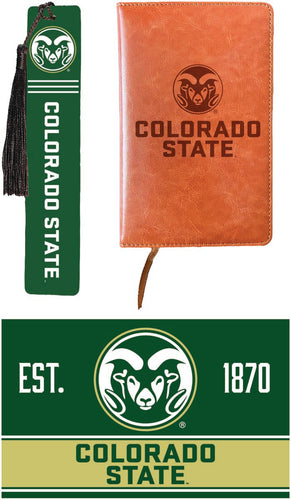 Colorado State Rams Officially Licensed Reader Pack - Wooden Bookmark, Engraved Leather Journal & 5x7 Wood Sign 