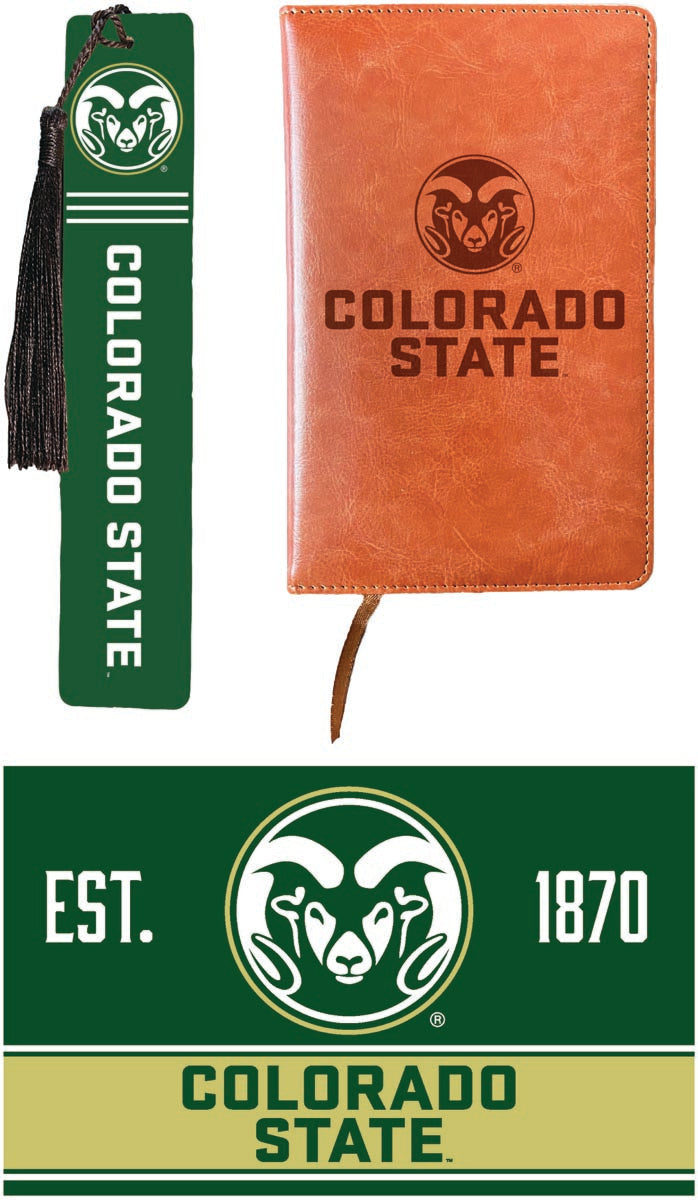 Colorado State Rams Officially Licensed Reader Pack - Wooden Bookmark, Engraved Leather Journal & 5x7 Wood Sign 