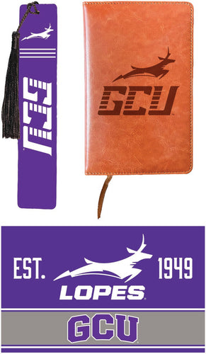 Grand Canyon University Lopes Officially Licensed Reader Pack - Wooden Bookmark, Engraved Leather Journal & 5x7 Wood Sign 