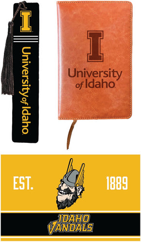 Idaho Vandals Officially Licensed Reader Pack - Wooden Bookmark, Engraved Leather Journal & 5x7 Wood Sign 