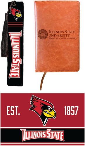 Illinois State Redbirds Officially Licensed Reader Pack - Wooden Bookmark, Engraved Leather Journal & 5x7 Wood Sign 