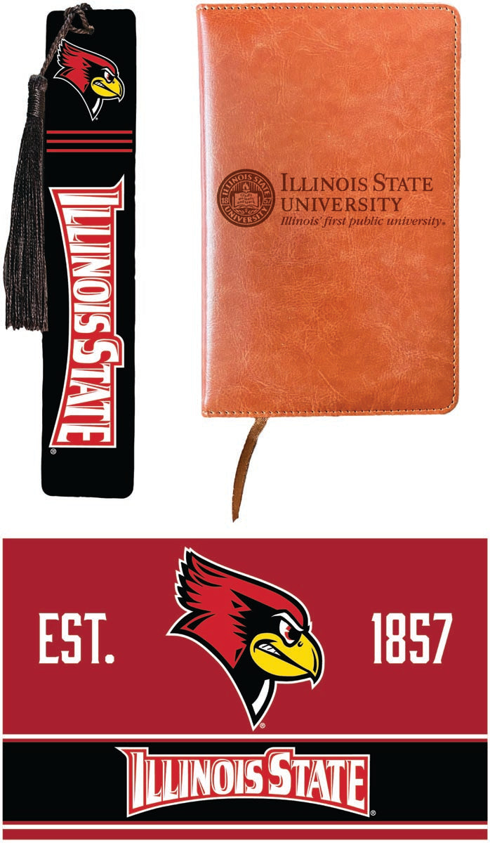 Illinois State Redbirds Officially Licensed Reader Pack - Wooden Bookmark, Engraved Leather Journal & 5x7 Wood Sign 