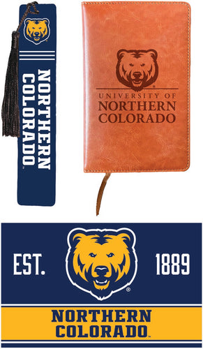 Northern Colorado Bears Officially Licensed Reader Pack - Wooden Bookmark, Engraved Leather Journal & 5x7 Wood Sign 