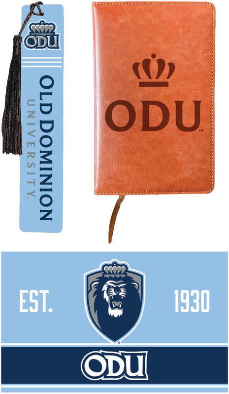 Old Dominion Monarchs Officially Licensed Reader Pack - Wooden Bookmark, Engraved Leather Journal & 5x7 Wood Sign 