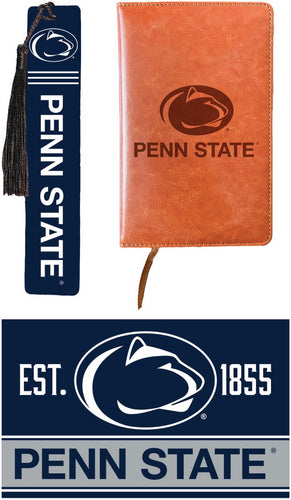 Penn State Nittany Lions Officially Licensed Reader Pack - Wooden Bookmark, Engraved Leather Journal & 5x7 Wood Sign 