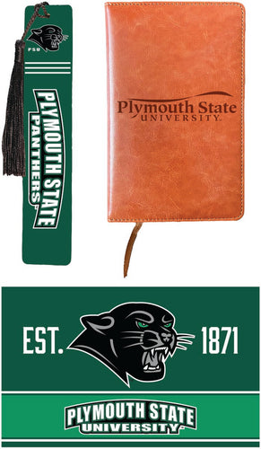 Plymouth State University Officially Licensed Reader Pack - Wooden Bookmark, Engraved Leather Journal & 5x7 Wood Sign 