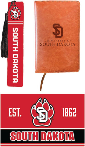 South Dakota Coyotes Officially Licensed Reader Pack - Wooden Bookmark, Engraved Leather Journal & 5x7 Wood Sign 