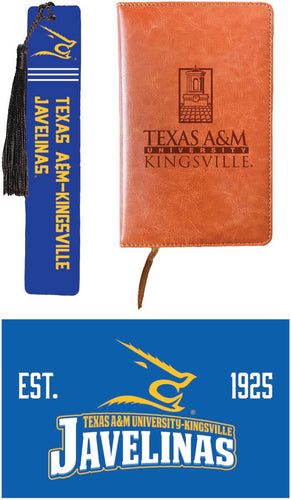 Texas A&M Kingsville Javelinas Officially Licensed Reader Pack - Wooden Bookmark, Engraved Leather Journal & 5x7 Wood Sign 