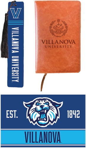 Villanova Wildcats Officially Licensed Reader Pack - Wooden Bookmark, Engraved Leather Journal & 5x7 Wood Sign 
