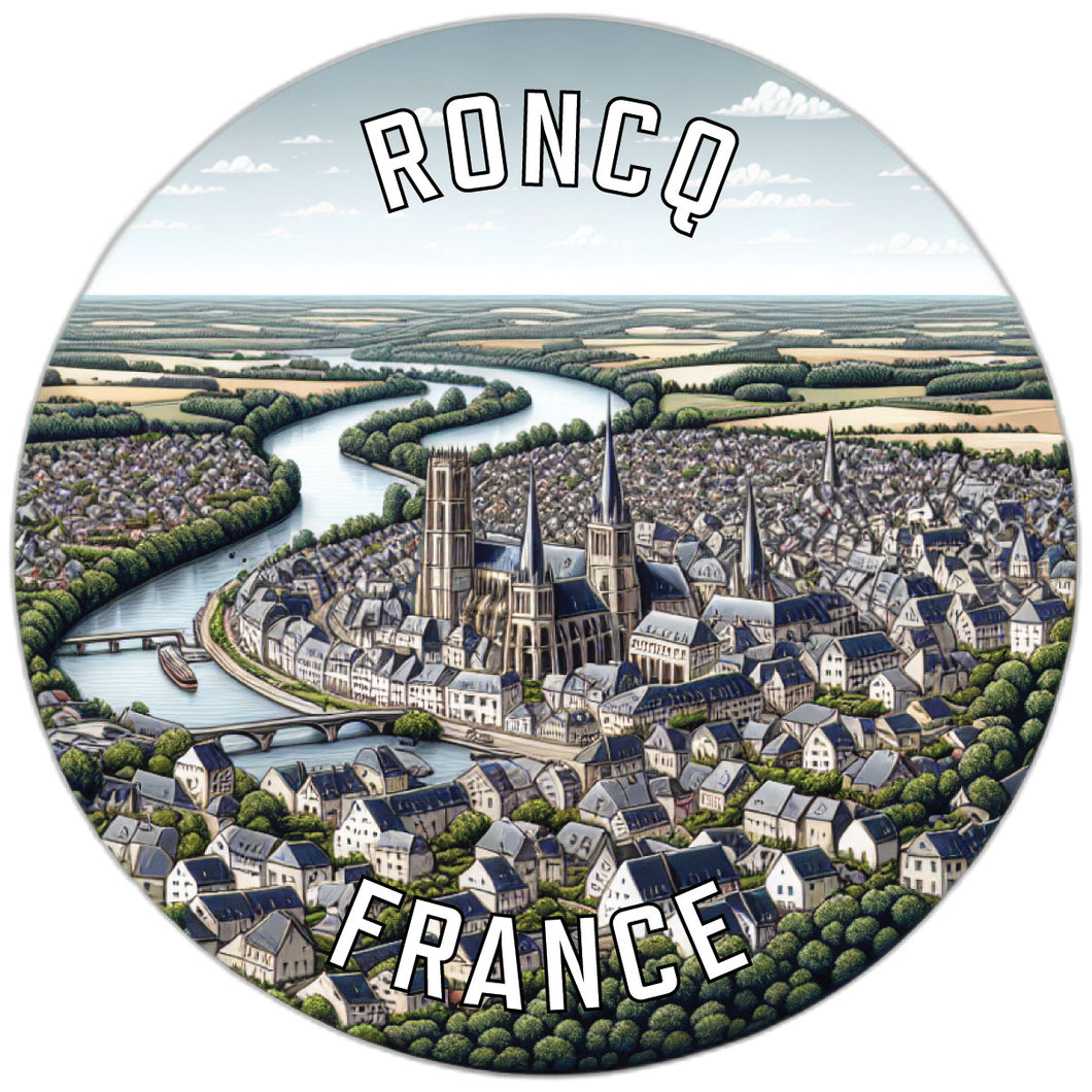 Roncq France Souvenir Die Cut Flat Magnet 2-Inch