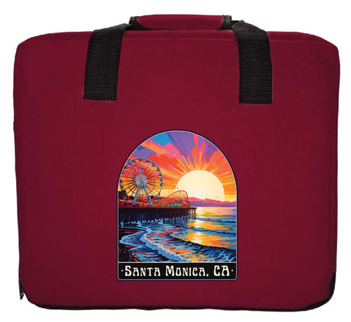 Santa Monica California Design B Souvenir Destination Seat Cushion Maroon Maroon