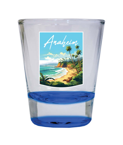 Anaheim California Design B Souvenir 2 Ounce Shot Glass Round Blue 4-Pack