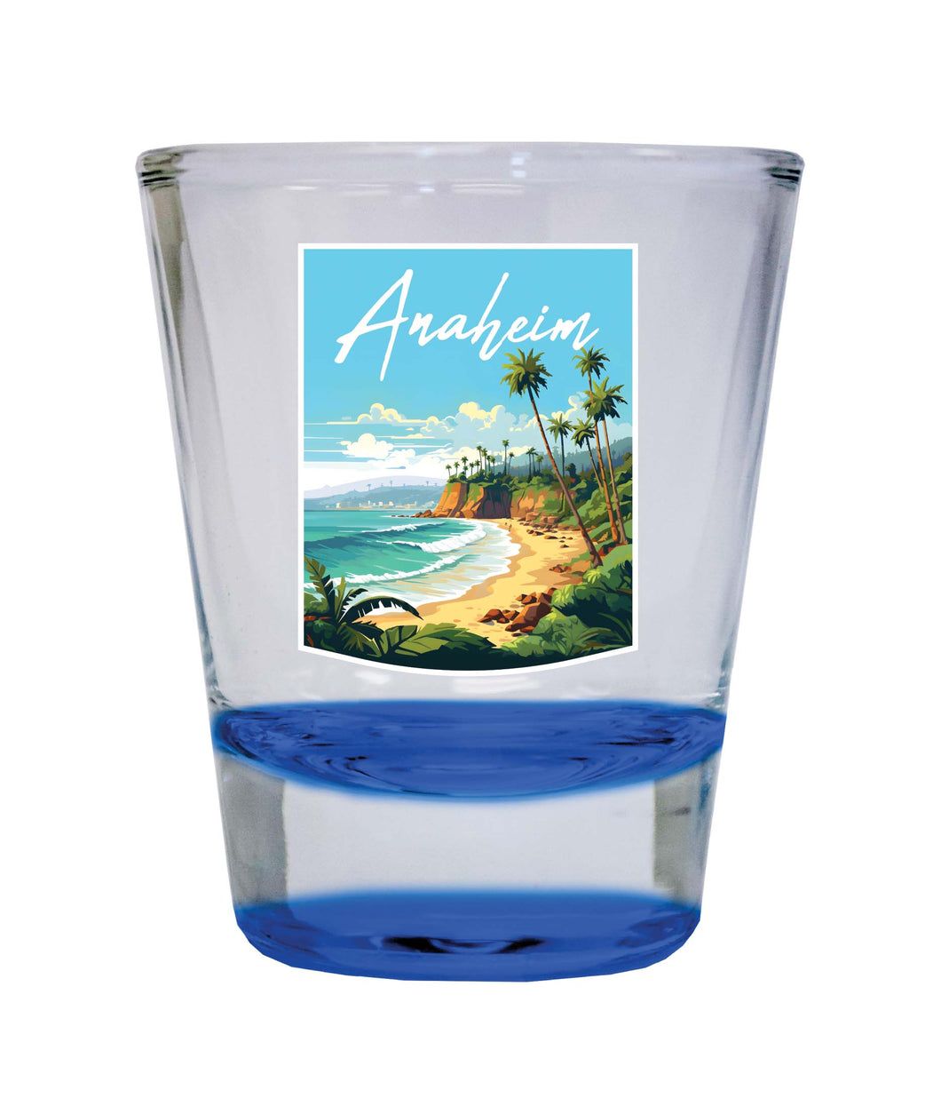 Anaheim California Design B Souvenir 2 Ounce Shot Glass Round Blue 4-Pack