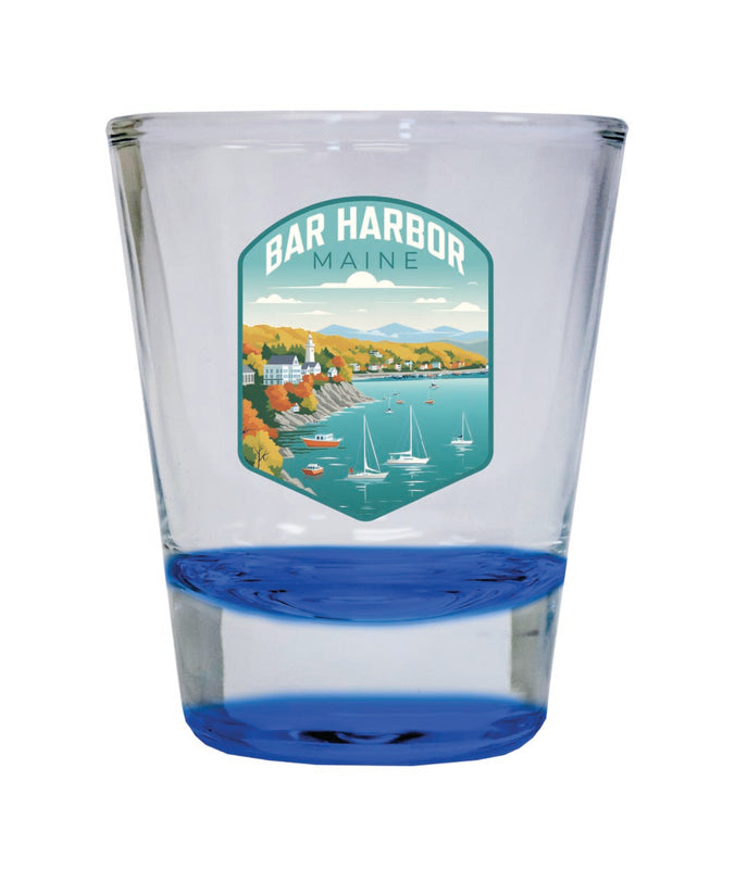 Bar Harbor Maine Souvenir 2 oz Blue Shot Glass Round or Square Blue