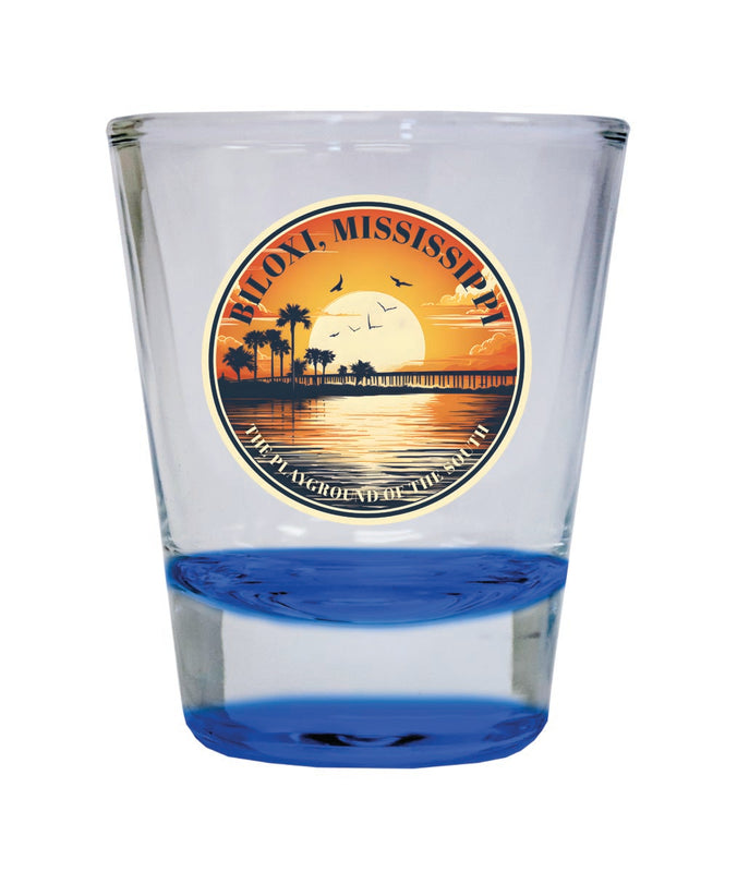 Biloxi Mississippi Souvenir 2 oz Blue Shot Glass Round or Square Blue