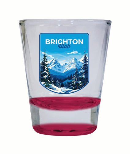 Brighton Utah Ski Resort Mountain Design Souvenir 2 Ounce Shot Glass Round Red Single