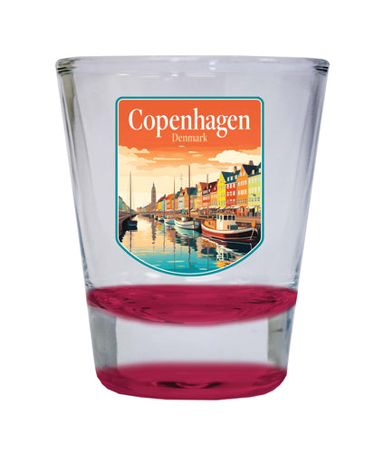 Copenhagen Denmark Design A Souvenir 2 Ounce Shot Glass Round Red Single