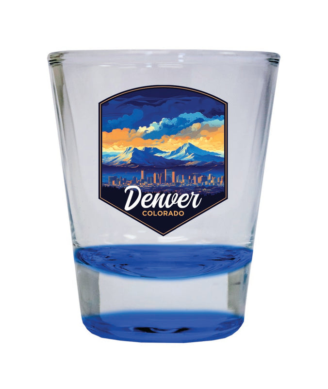 Denver Colorado Souvenir 2 oz Blue Shot Glass Round or Square Blue