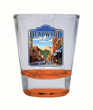 Load image into Gallery viewer, Deadwood South Dakota Wild West Design Souvenir 2 Ounce Shot Glass Round
