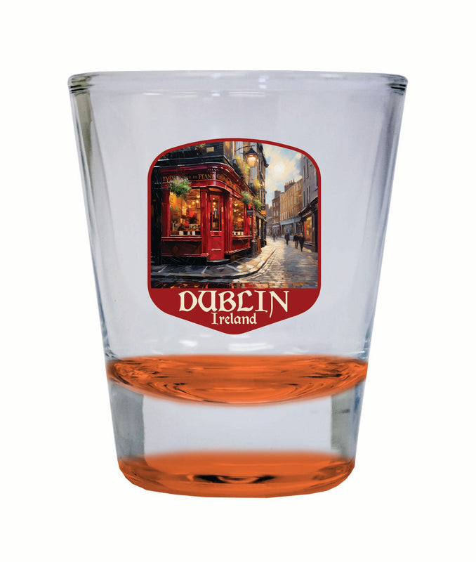 Dublin Ireland Red Pub Design Souvenir 2 Ounce Shot Glass Round Orange 2-Pack