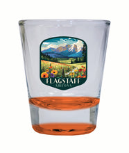 Load image into Gallery viewer, Flagstaff Arizona Design C Souvenir 2 Ounce Shot Glass Round Orange 4-Pack
