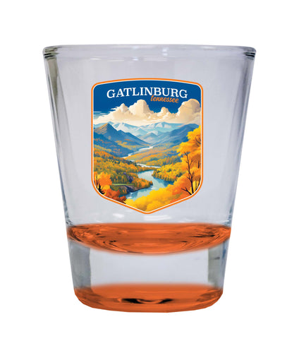 Gatlinburg Tennessee Design D Souvenir 2 Ounce Shot Glass Round Orange 2-Pack