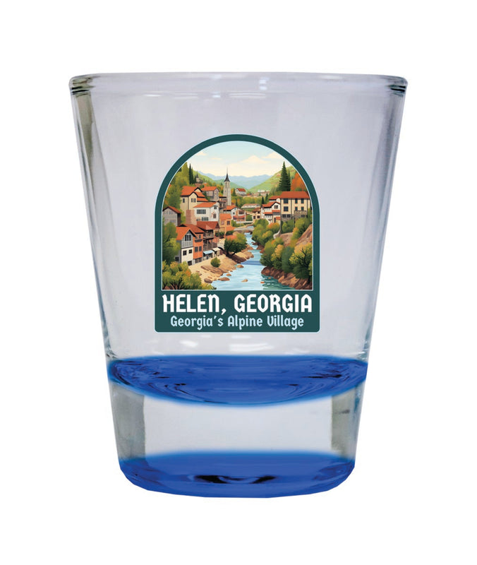 Helen Georgia Souvenir 2 oz Blue Shot Glass Round or Square Blue