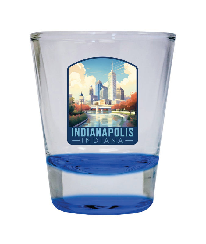 Indianapolis Indiana Souvenir 2 oz Blue Shot Glass Round or Square Blue