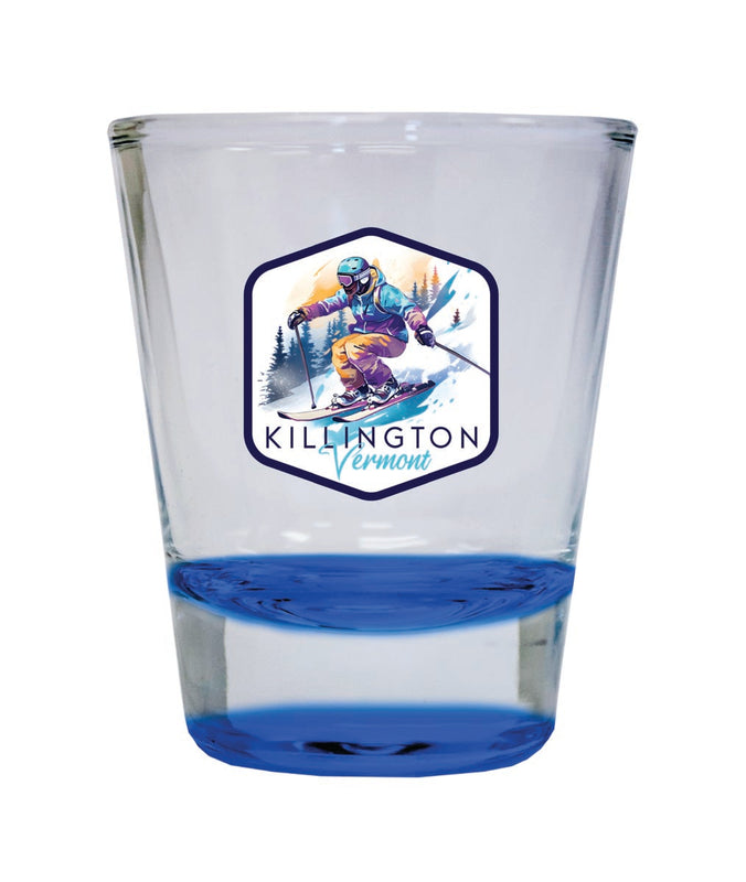 Killington Vermont Souvenir 2 oz Blue Shot Glass Round or Square Blue