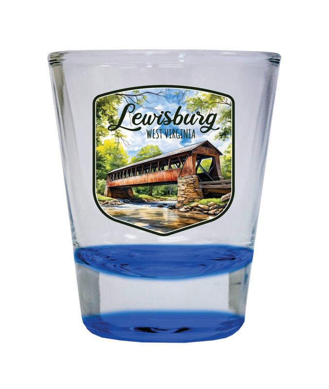 Lewisburg West Virginia Souvenir 2 oz Blue Shot Glass Round or Square Blue