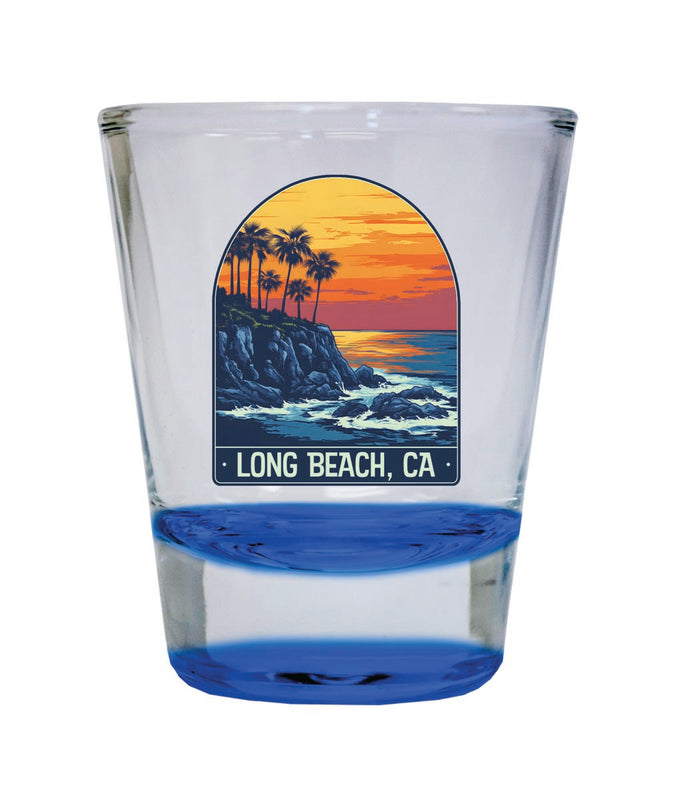 Long Beach Carolina Souvenir 2 oz Blue Shot Glass Round or Square Blue