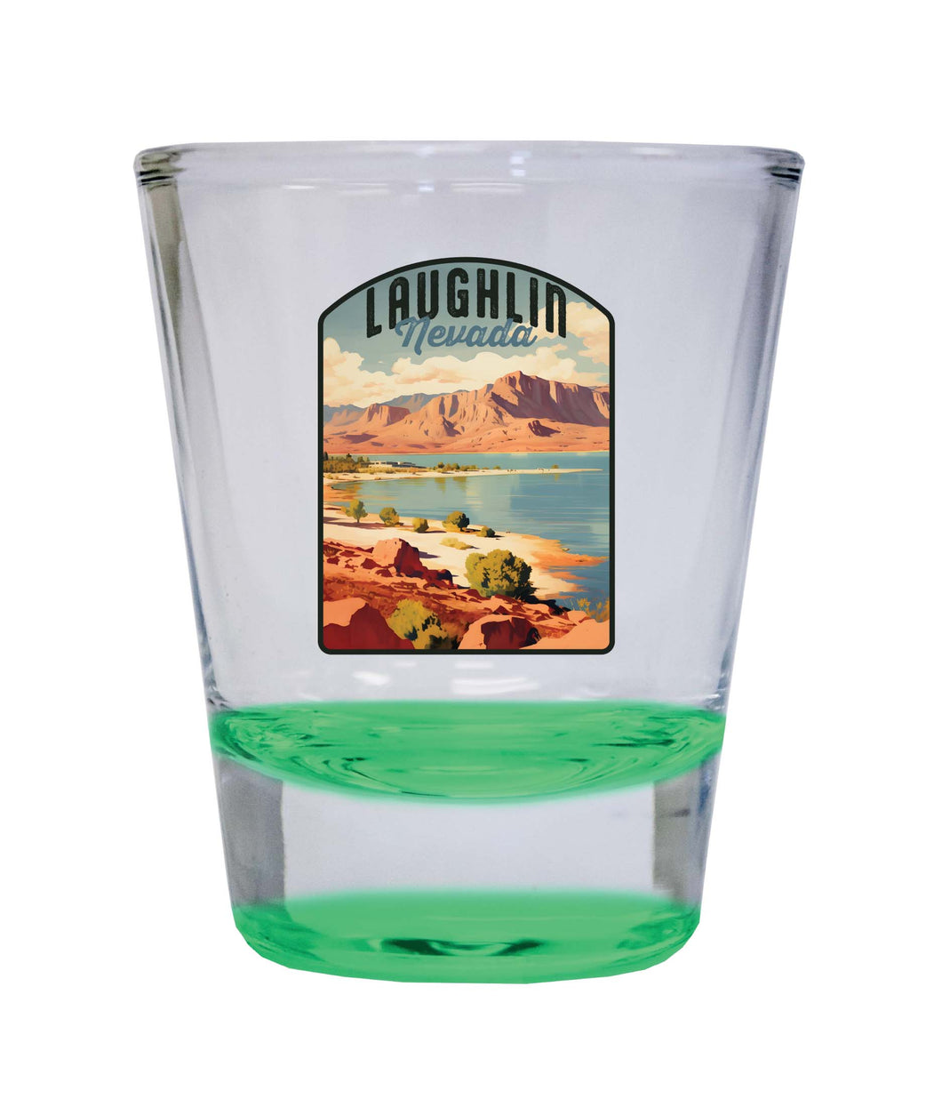 Laughlin Nevada Design B Souvenir 2 Ounce Shot Glass Round Green 4-Pack